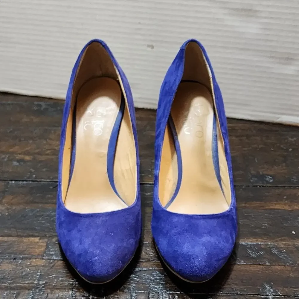 Franco Sarto blue suede cork‎ Wedge heels size 6